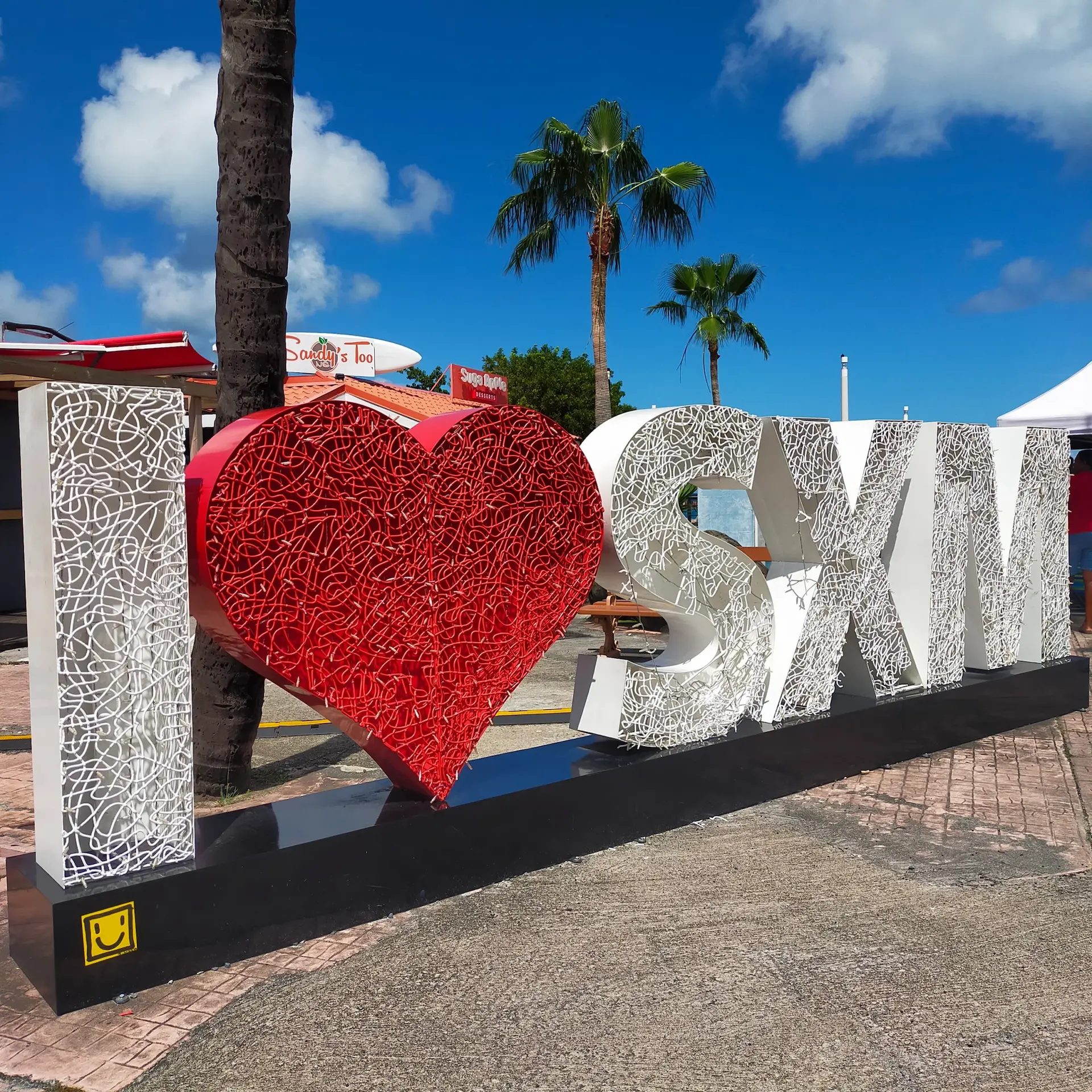 I Love SXM sign in Marigot listed on SXM map