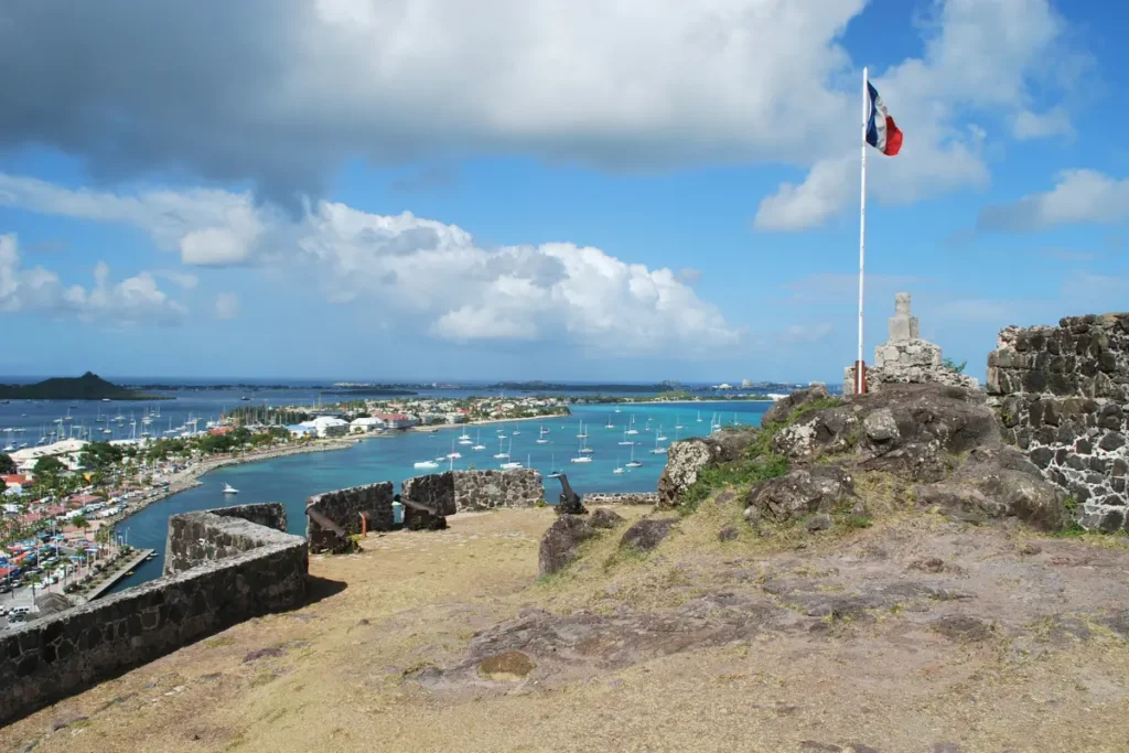Fort Louis overlooking the turquoise Marigot Bay, St Martin
