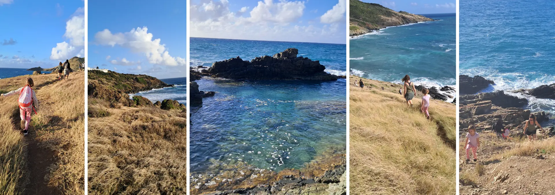Coastal hike to natural pools along Guana Bay trail, St Maarten