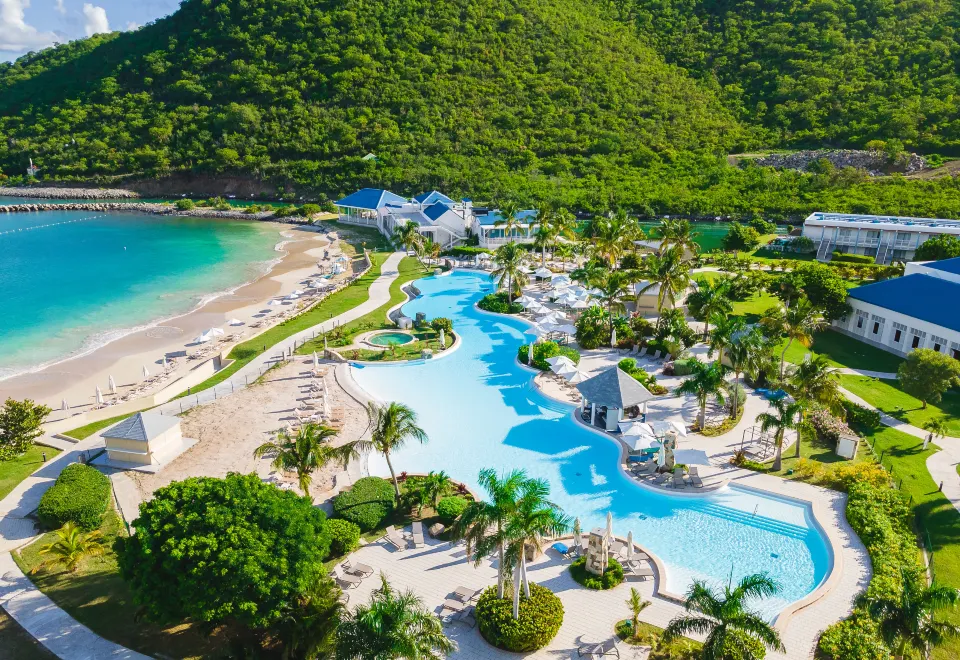 Secrets, St Martin, aerial view of Anse Marcel