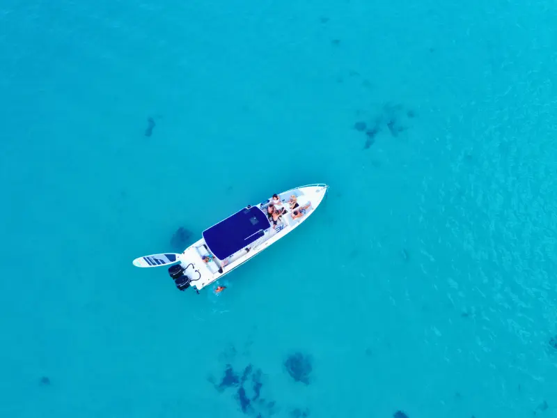 Luxury day trip boat charter to St Barts with crystal-clear blue waters