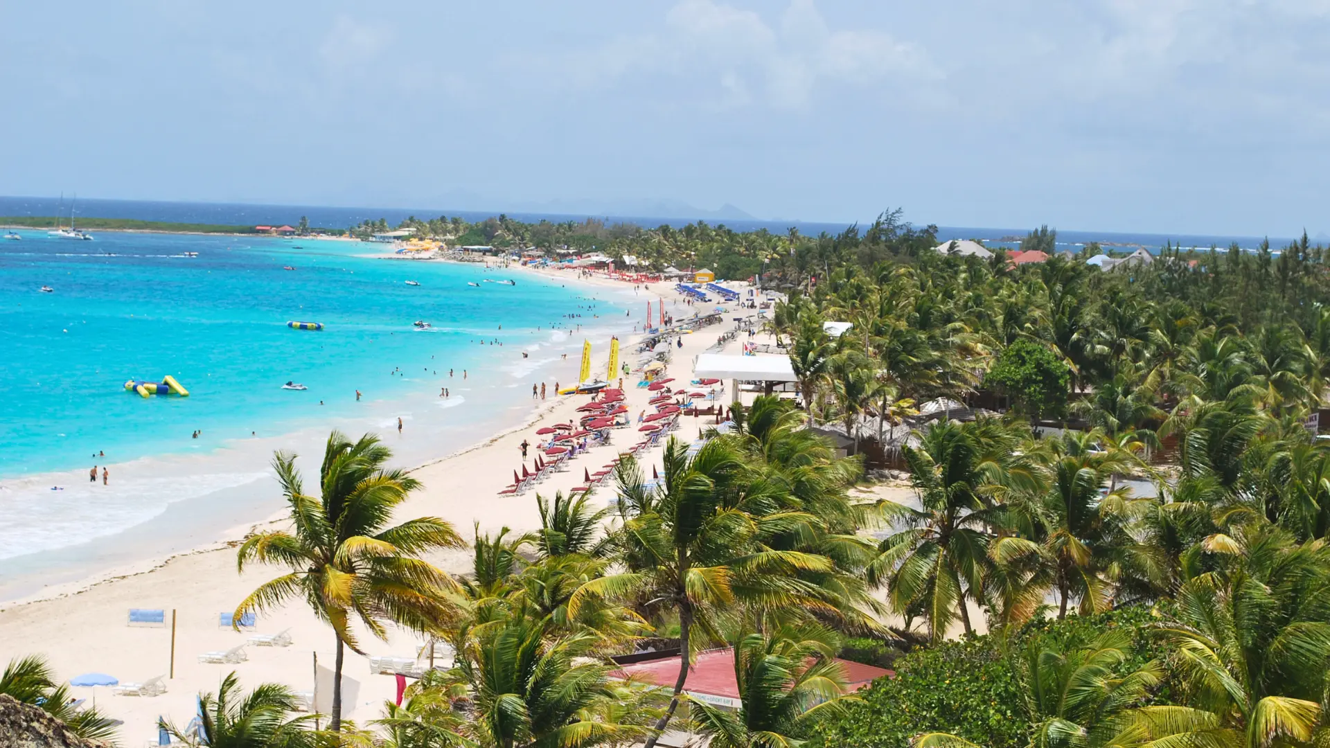 aerial view of Orient Bay beach, French St Martin