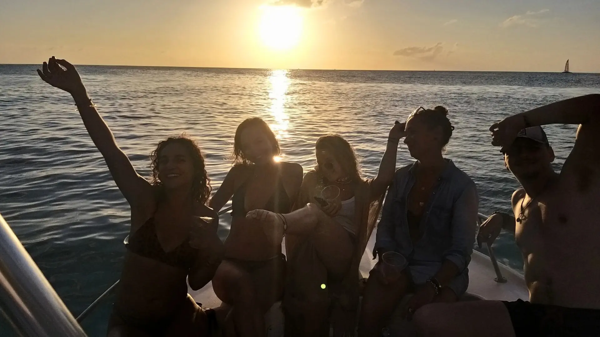 Sunset Cruise guests on private boat charter in St Martin