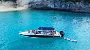 luxury motor boat anchored at little bay in anguilla