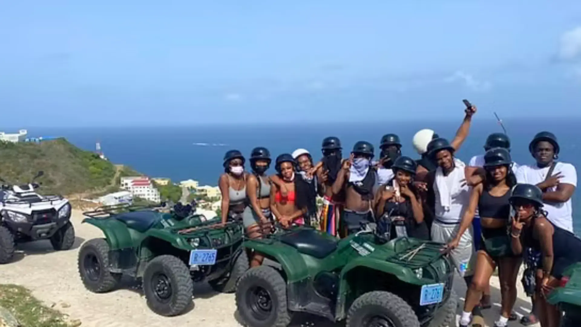 ATV riders enjoying panoramic views on guided island tour