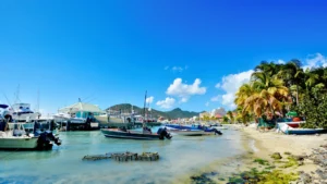 View of Great Bay Beach and Philipsburg in St Maarten