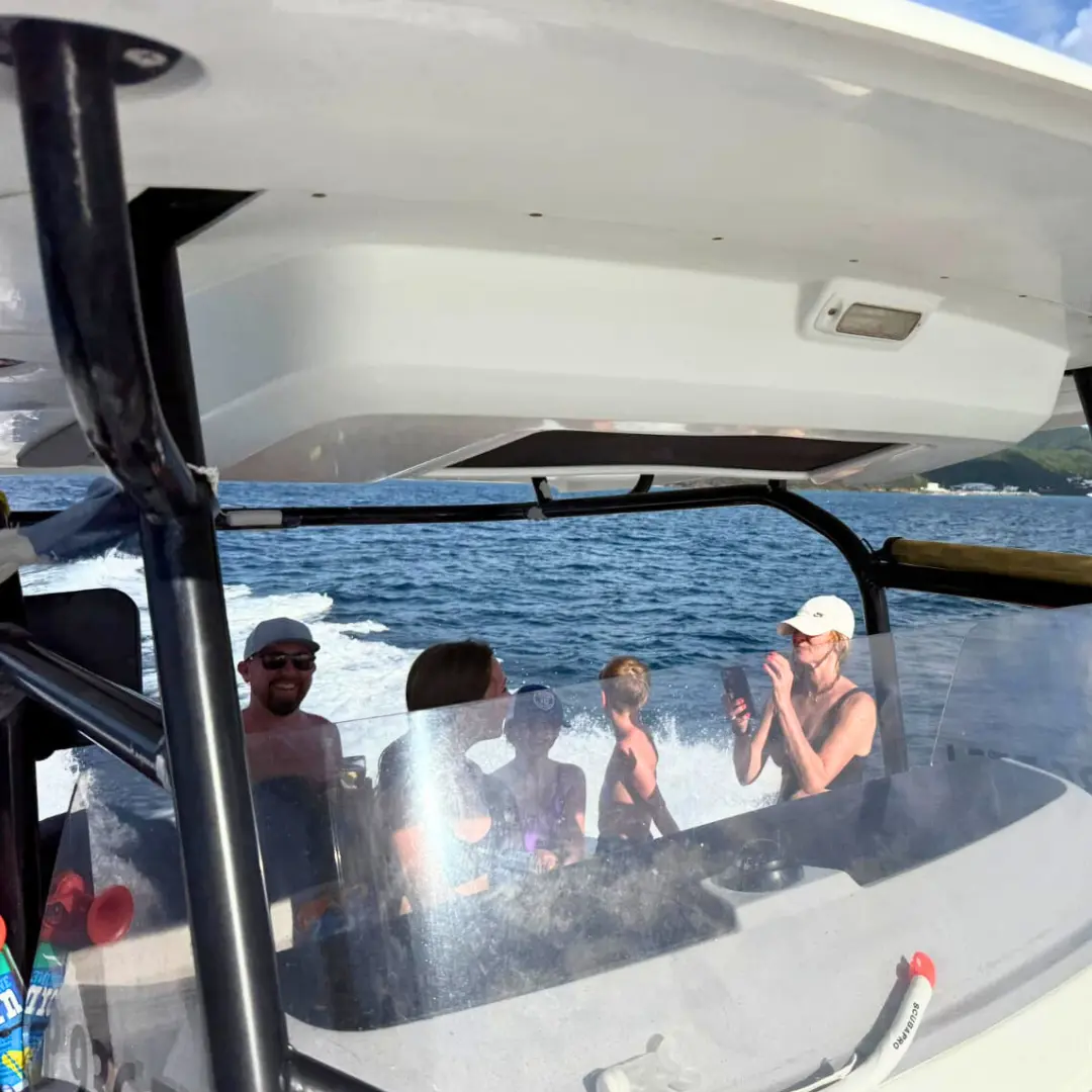 Guests enjoying a private boat charter in St Martin with EXPLR.SX