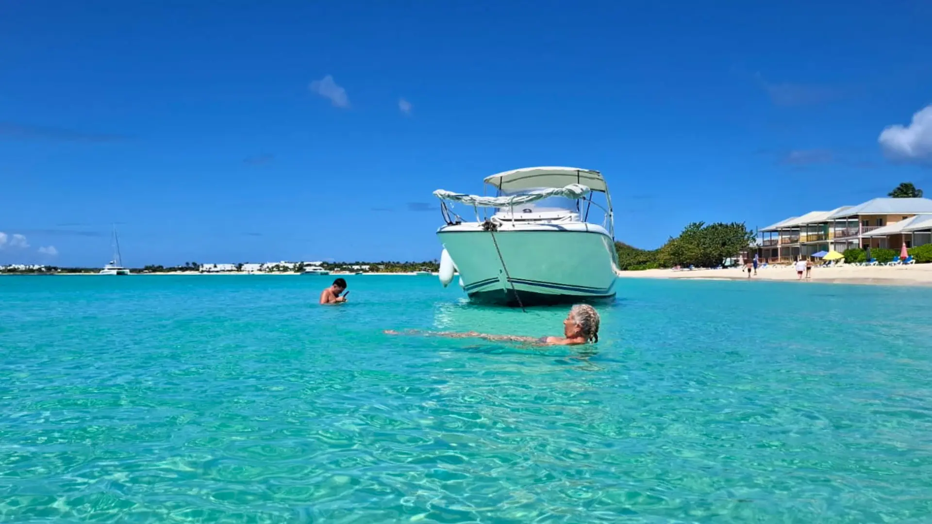 Swimming stop during private boat charter to Anguilla